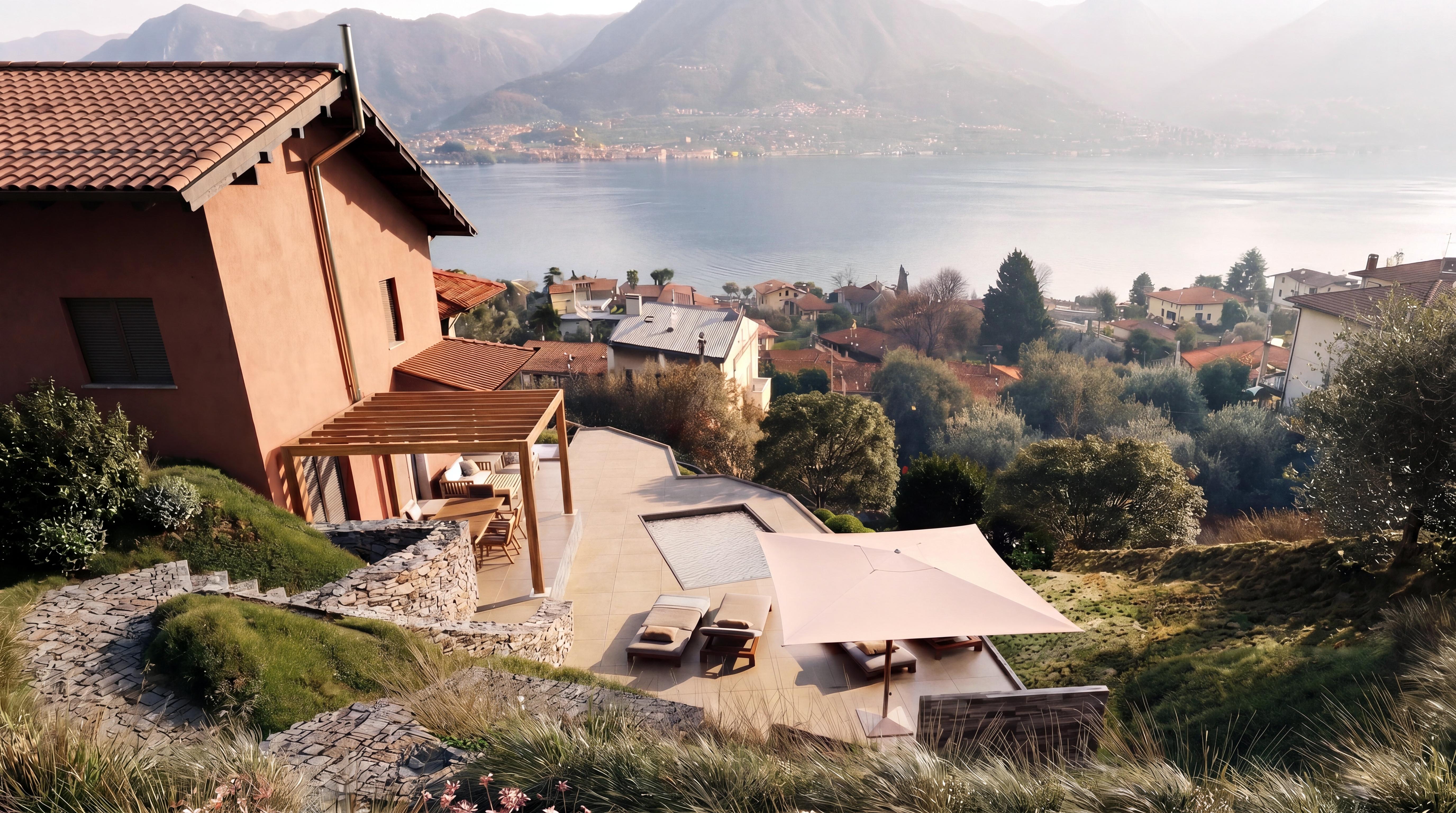 Lake Como Villa Architectural Visualization Lake View